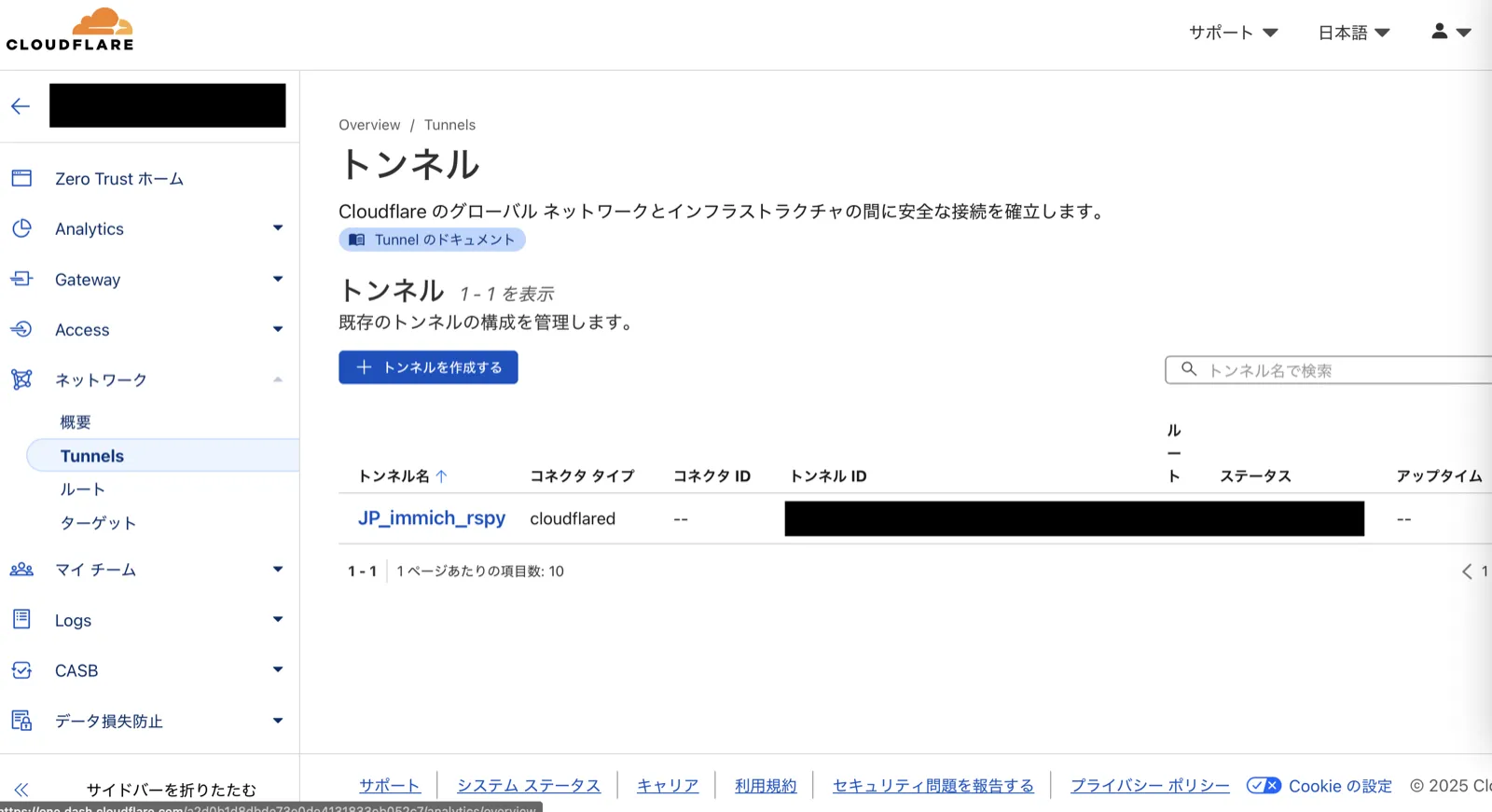 Cloudflare Zero Trustの管理画面