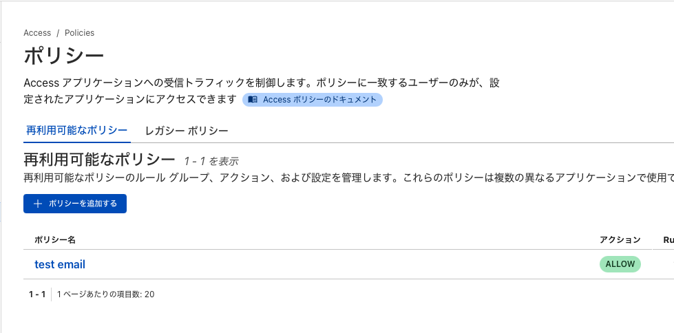 作成されたポリシー